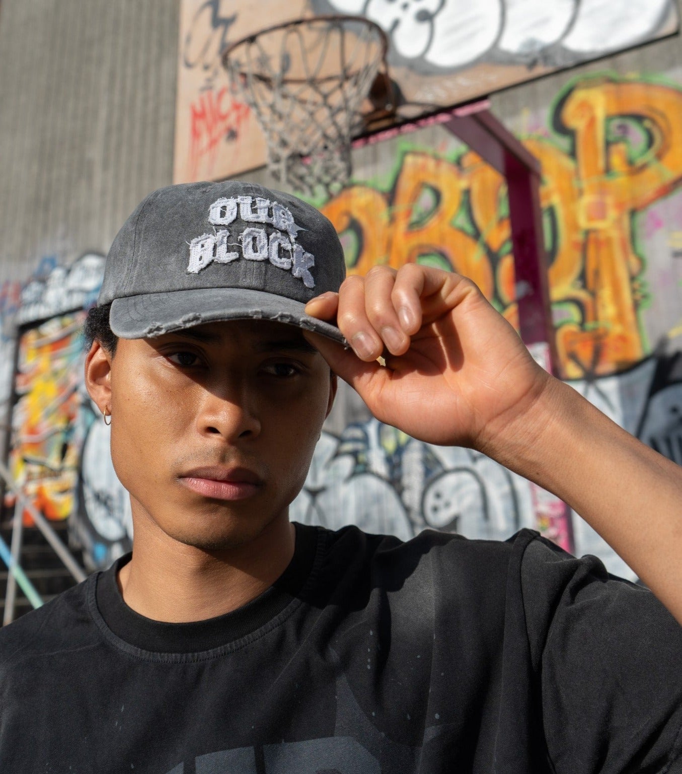 Appliqué Cap- Faded Black